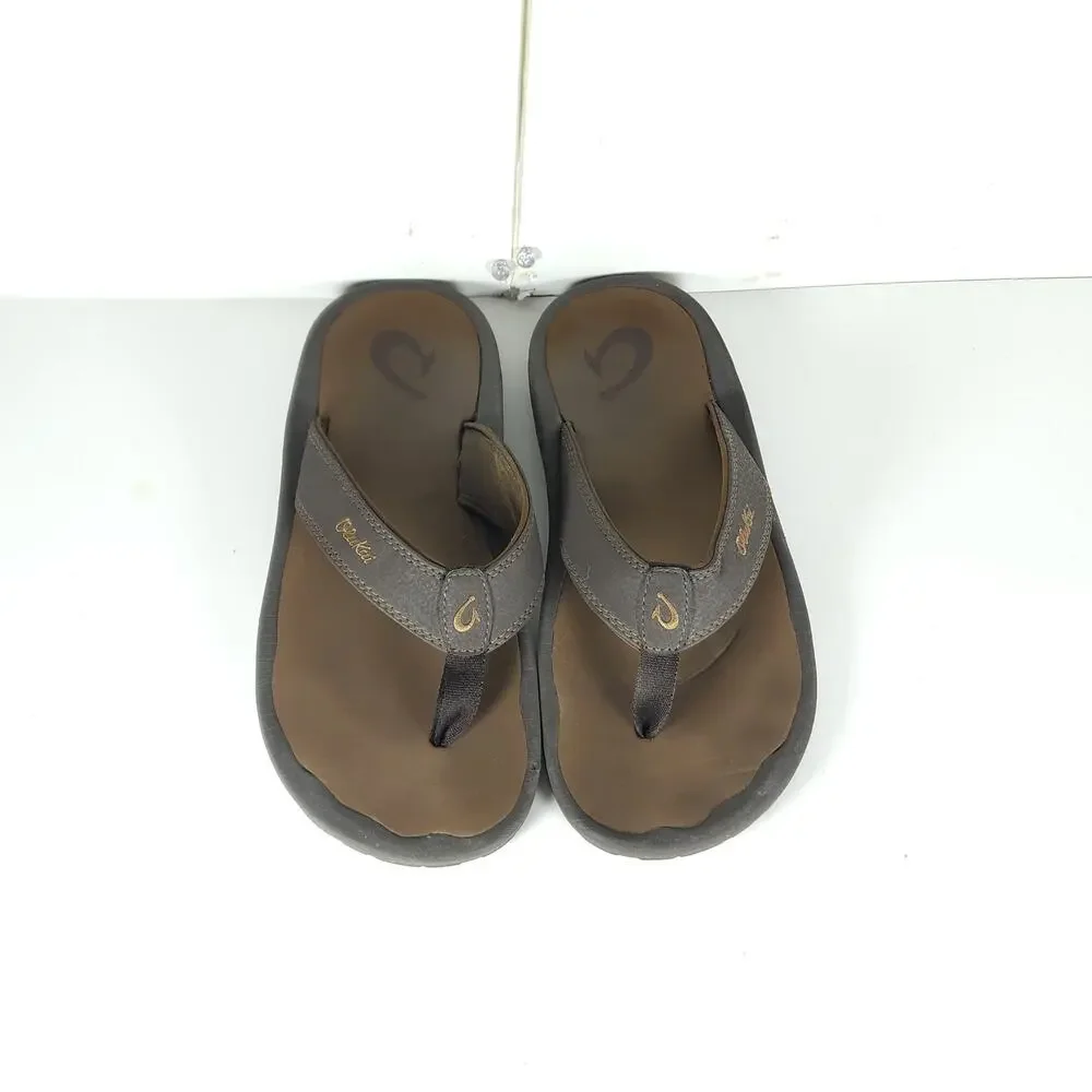 Olukai Men's Ohana US9 Brown Slip On Flat Thong Sandals